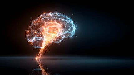 Glowing abstract brain with neural connections pulses with energy.