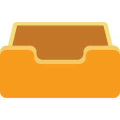 Empty Orange Inbox Tray Icon With Brown Interior and Yellow Rim On Transparent Background Simple Digital Graphic