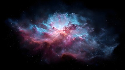 Fototapeta premium Cosmic nebula swirls with vibrant pink and blue gases and distant stars.
