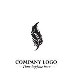 Feather Logo Symbol in Black on the White Background Minimalist Elegant Vector Illustration