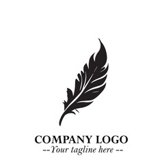 Feather Logo Symbol in Black on the White Background Minimalist Elegant Vector Illustration