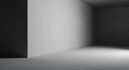 Abstract black and white architectural space with corner wall and floor