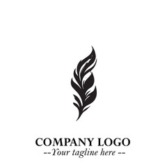 Fototapeta premium Feather Logo Symbol in Black on the White Background Minimalist Elegant Vector Illustration 