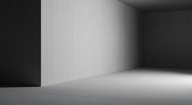 Abstract black and white architectural space with corner wall and floor