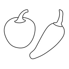 One line art chili element silhouette