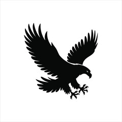 Flying Eagle Attack Silhouette – Vector Predator Bird Icon	