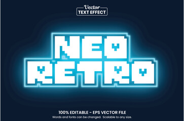 Neo Retro Text Effect – Editable Pixel 3D Typography Style – Futuristic Glow Font Vector Design for Gaming, Tech, or Cyber Theme