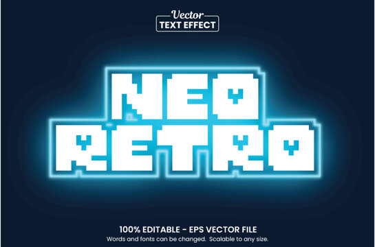Neo Retro Text Effect – Editable Pixel 3D Typography Style – Futuristic Glow Font Vector Design for Gaming, Tech, or Cyber Theme