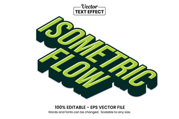 Isometric Flow Text Effect – Editable 3D Perspective Typography Style – Modern Geometric Font Vector Design for Poster or Branding