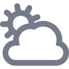 Gray Icon of a Sun Behind a Cloud with a Transparent Background for Weather Representation