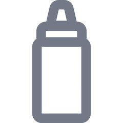 Gray Icon of a Squeeze Bottle with a Cap and a White Band on a Transparent Background Minimalist Graphic Design Element for Condiments or Sauces