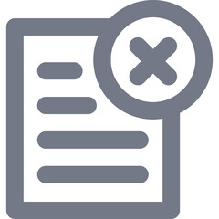 Gray Icon Represents A Document With A Cross Mark Indicating An Error Or Cancellation On Transparent Background