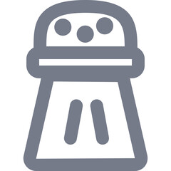 Gray Outline Icon of a Salt Shaker with Three Holes on Top and Two Slots on the Side on a Transparent Background