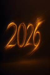 Golden Light Trails Forming 2026 &ndash; Abstract Motion Glow New Year Celebration Background