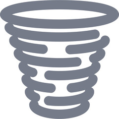 Gray Tornado Icon Symbol Representing Storms and Weather Phenomena on a Transparent Background