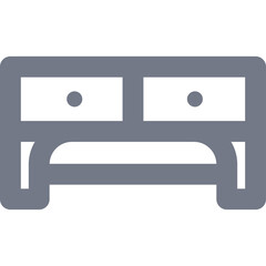 Gray Two Drawer Dresser Icon With Rounded Corners On A Transparent Background