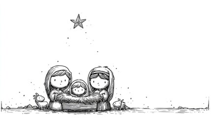 Birth of Jesus In Cartoon Style