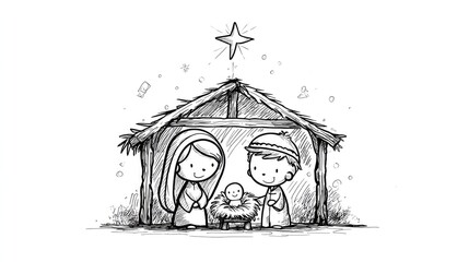 Birth of Jesus In Cartoon Style