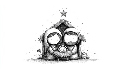 Birth of Jesus In Cartoon Style