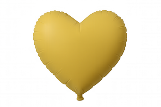 Yellow heart foil balloon celebrating love and romance, floating for anniversary or valentine's day