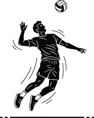Obraz premium Dynamic silhouette of a volleyball player spiking the ball