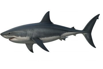 Fototapeta premium Great white shark swimming, powerful marine predatory fish, ocean wildlife on transparent background