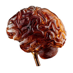 Stunning amber glass brain sculpture symbolizing intellect, creativity, and complex thought processes ideal for science and innovation themes