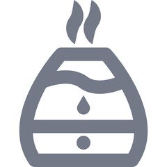 Grey Abstract Icon Symbolizing Aroma Diffuser With Steam And Water Droplet In A Clean Design On Transparent Background