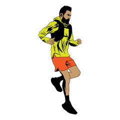 Active Man running in mountains Travel adventure healthy lifestyle concept vacations athletic person skyrunning sport