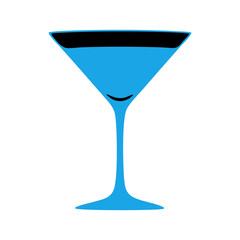 martini glass with blue background