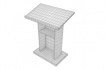 Podium wireframe model representing speech, presentation, education, public speaking, and information sharing concept