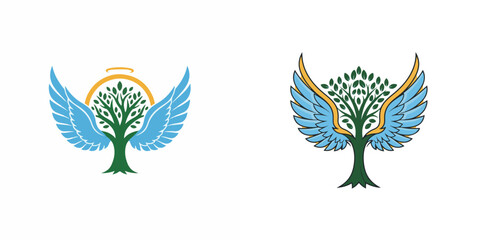 Obraz premium Symbolic Winged Tree Logo Design with Nature and Spiritual Accents