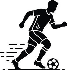 Naklejka premium Dynamic silhouette of a soccer player dribbling with speed