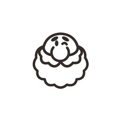 Stylized heart-shaped flower with two leaves on a white background, simple graphic design.