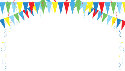 Happy birthday vector transparent background. colorful happy birthday border frame with confetti