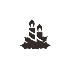Stylized heart-shaped flower with two leaves on a white background, simple graphic design.