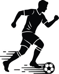 Naklejka premium Dynamic silhouette of a soccer player dribbling a ball
