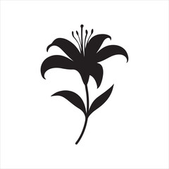 Elegant Lily Flower Silhouette Isolated on White Background for Graphic Design Projects and Creative Floral Art Compositions Representing Purity Beauty and Simplicity