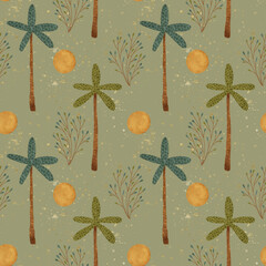 A beautiful and vibrant Tropical Palm Trees Pattern set against a grey background