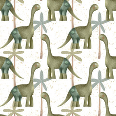 Adorable and Cute Dinosaur Pattern with Palms Playful, Fun, and Whimsical Design