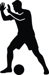 Silhouette of a soccer player defending the ball