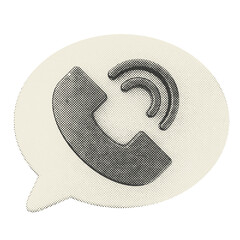 3d media communication chat phone call halftone style