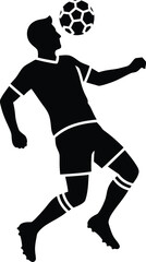 Silhouette of a soccer player heading a ball