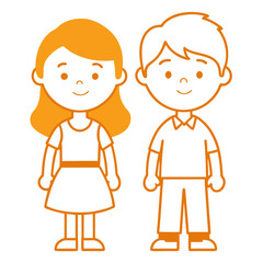 Kid girl and boy vector on white background.