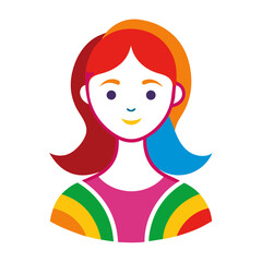 Kid  girl colorful vector on white background.