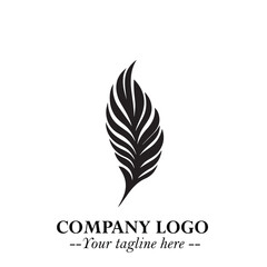 Feather Logo Symbol in Black on the White Background Minimalist Elegant Vector Illustration
