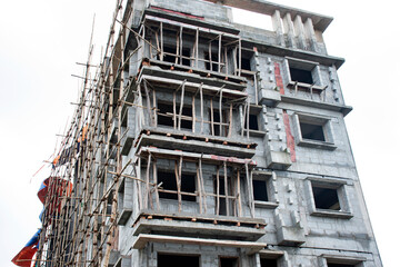 Under Construction High Rise Residential Building Exterior Reflecting Urban Growth