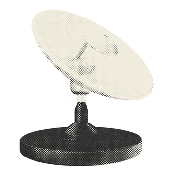 3d media communication satelit halftone style