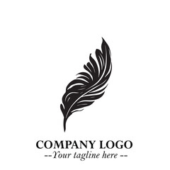 Elegant Feather Logo Symbol in Black on White Background with Minimalist and Modern Design