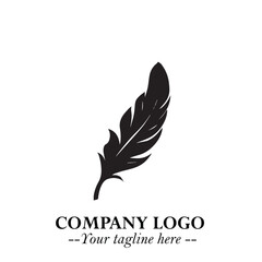 Elegant Feather Logo Symbol in Black on White Background with Minimalist and Modern Design